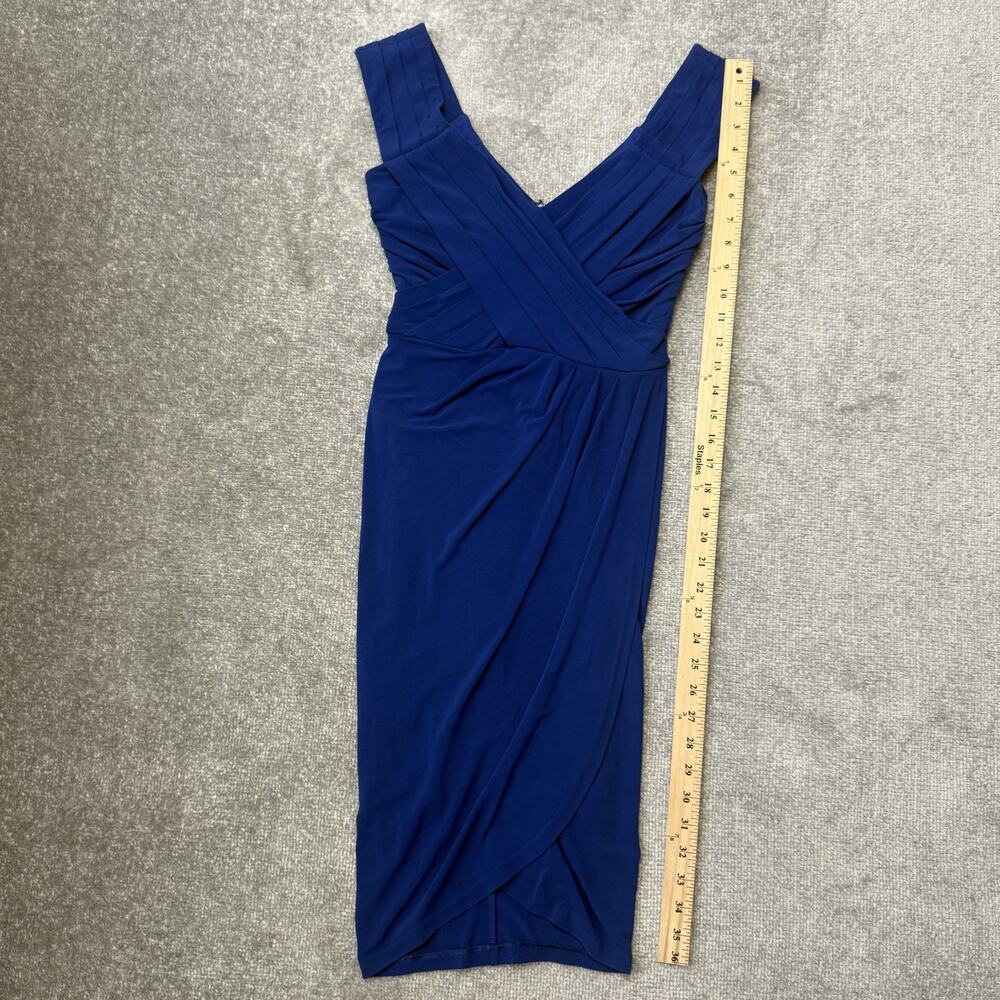 Nicole Miller Dress Womens 4 Blue Sleeveless V Neck Pleated Ruched Cocktail USA - Picture 7 of 11